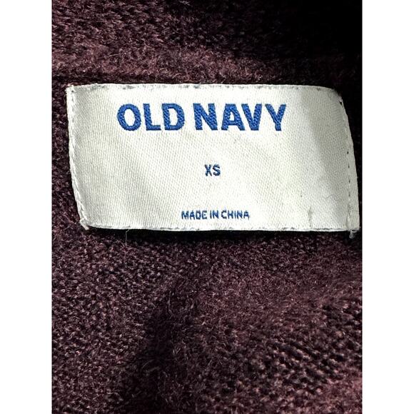 Old Navy Cardigan Button-Up Front Academia Style Long Sleeves Solid Burgundy XS - Picture 7 of 8